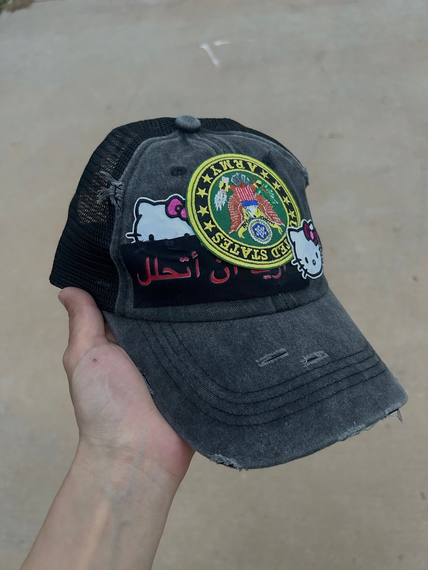 army patchwork hat